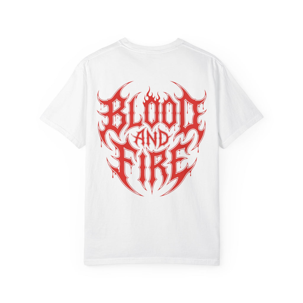 Unisex Blood and Fire Graphic T-Shirt - Stylish Indigo Design