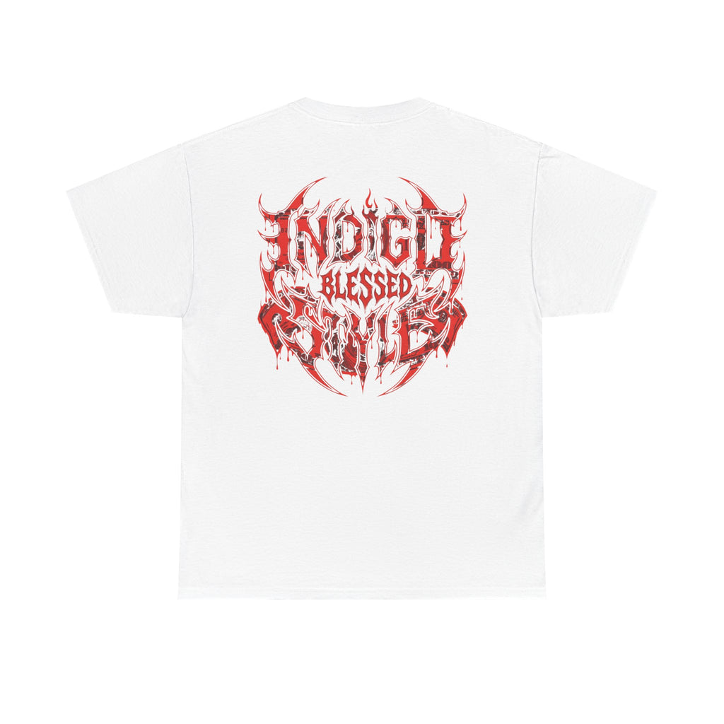 Blessed Money Graphic Tee — Red Gothic "BLESSED" Dollar Design