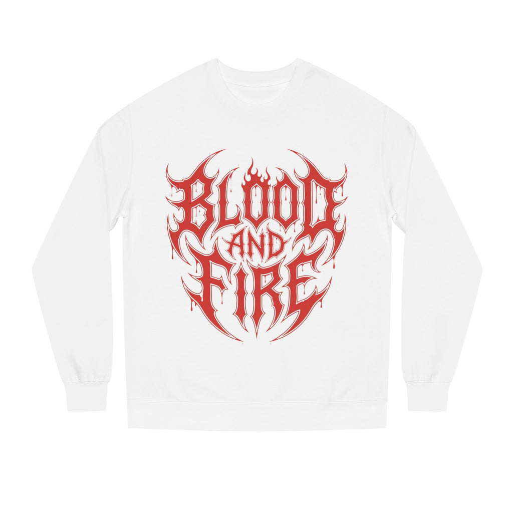 Blood and Fire Graphic Sweatshirt — Red Flame Tribal Logo Crewneck