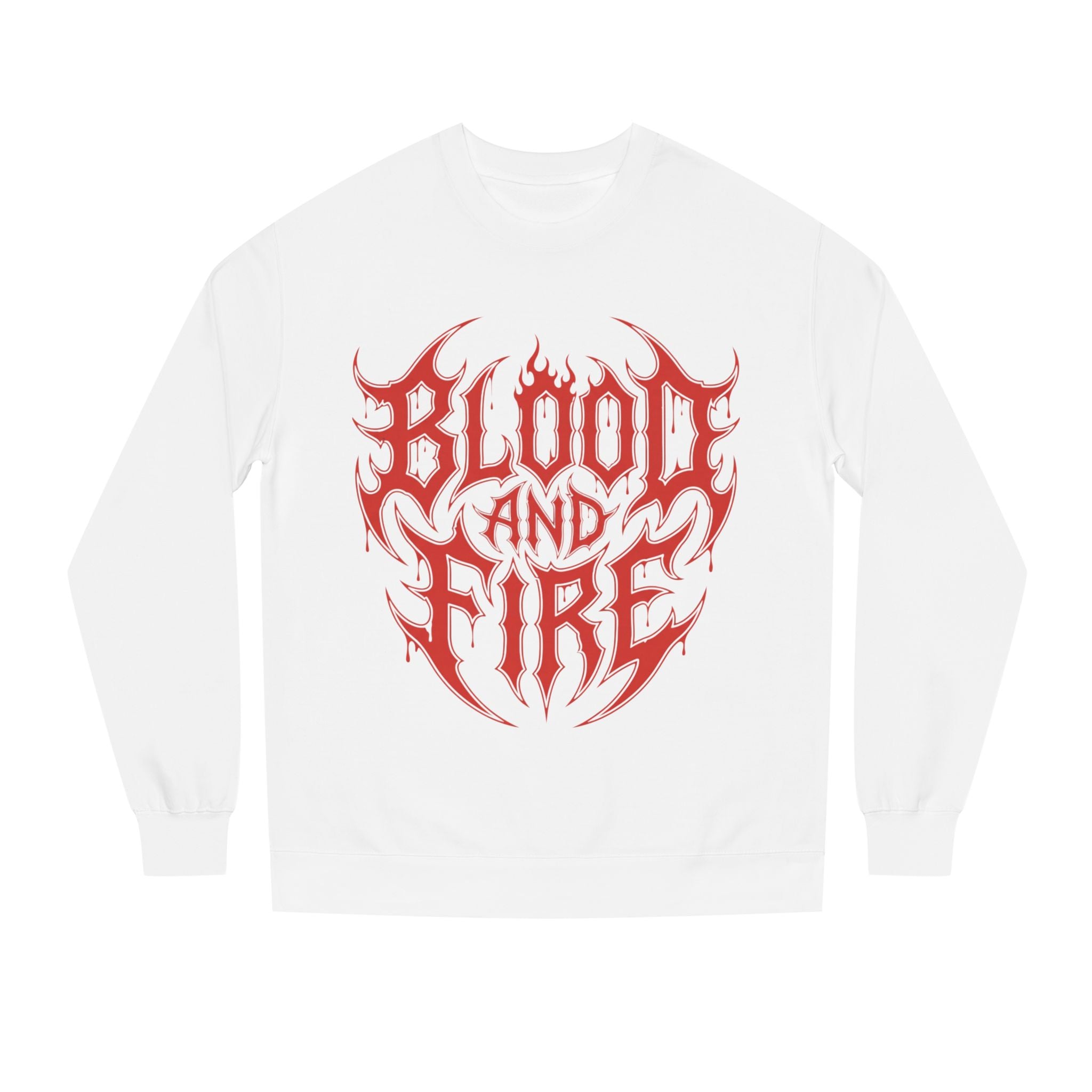 Blood and Fire Graphic Sweatshirt — Red Flame Tribal Logo Crewneck