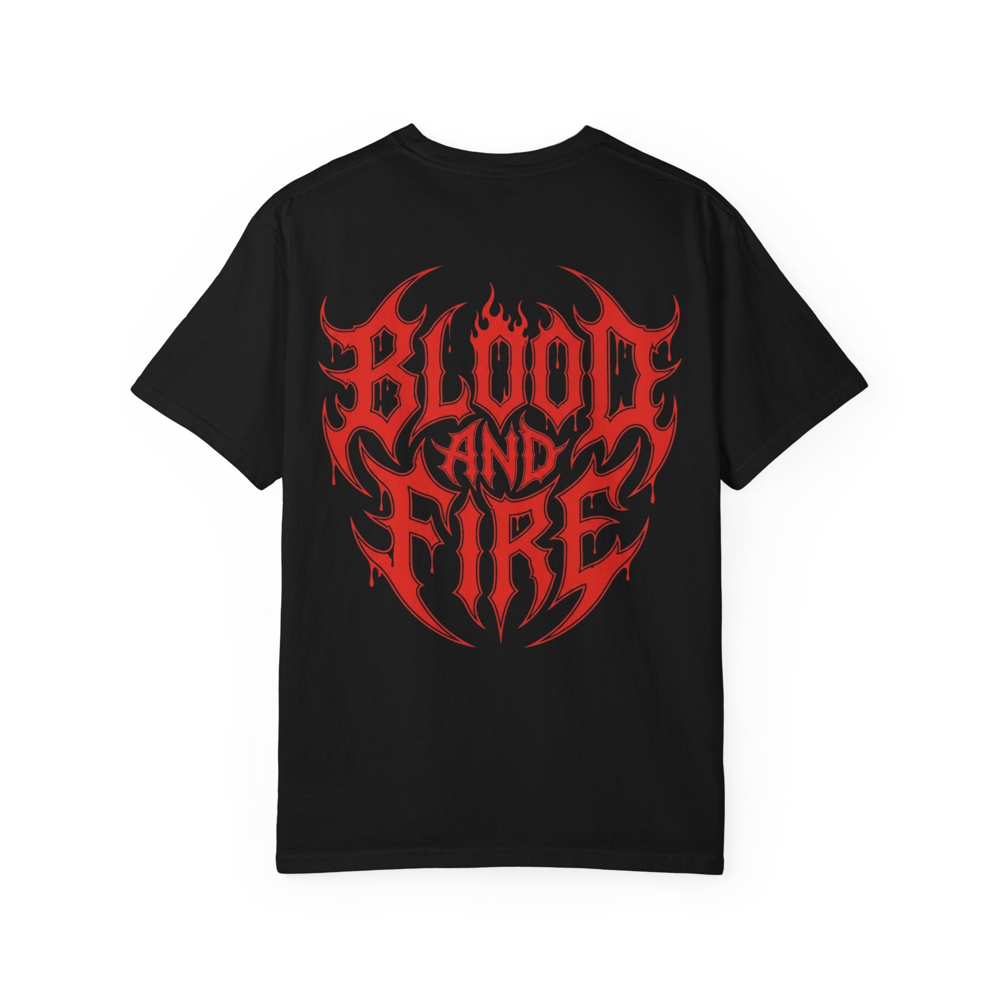 Unisex Blood and Fire Graphic T-Shirt - Stylish Indigo Design