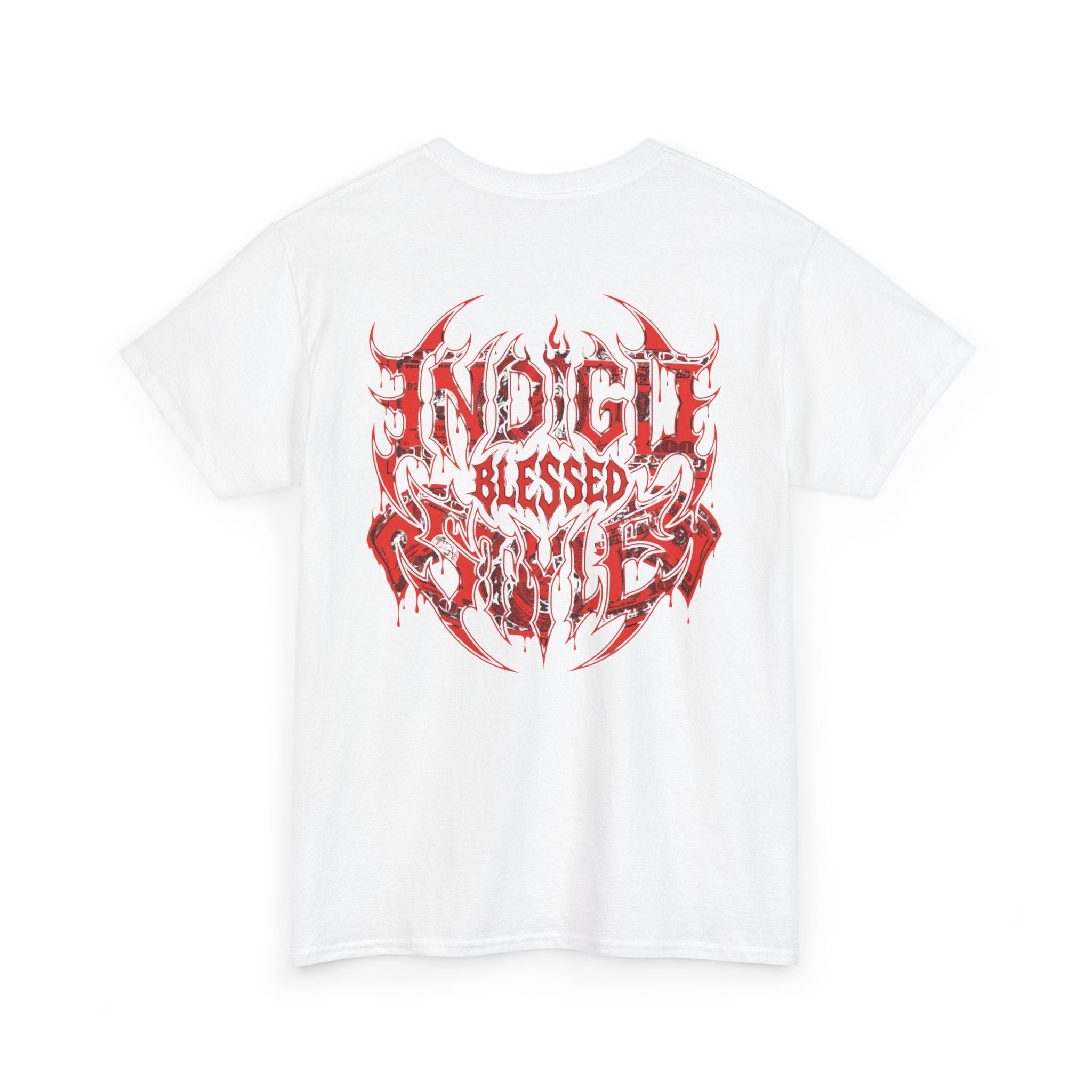 Blessed Skull Graphic Tee — Red Gothic Metal Band Shirt