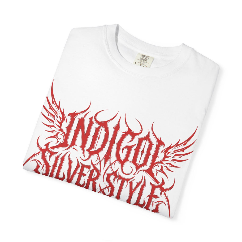 Unisex Blood and Fire Graphic T-Shirt - Stylish Indigo Design