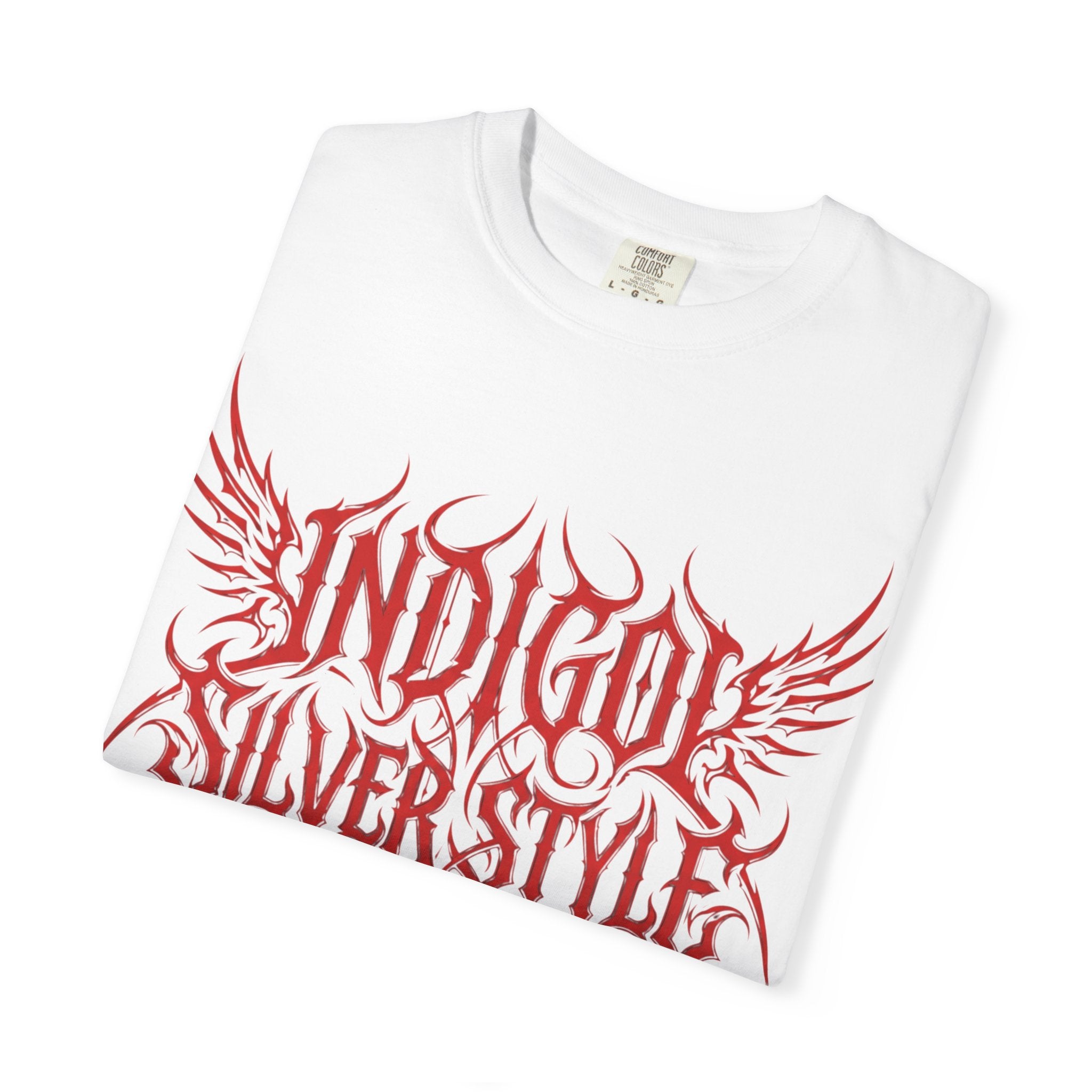 Unisex Blood and Fire Graphic T-Shirt - Stylish Indigo Design