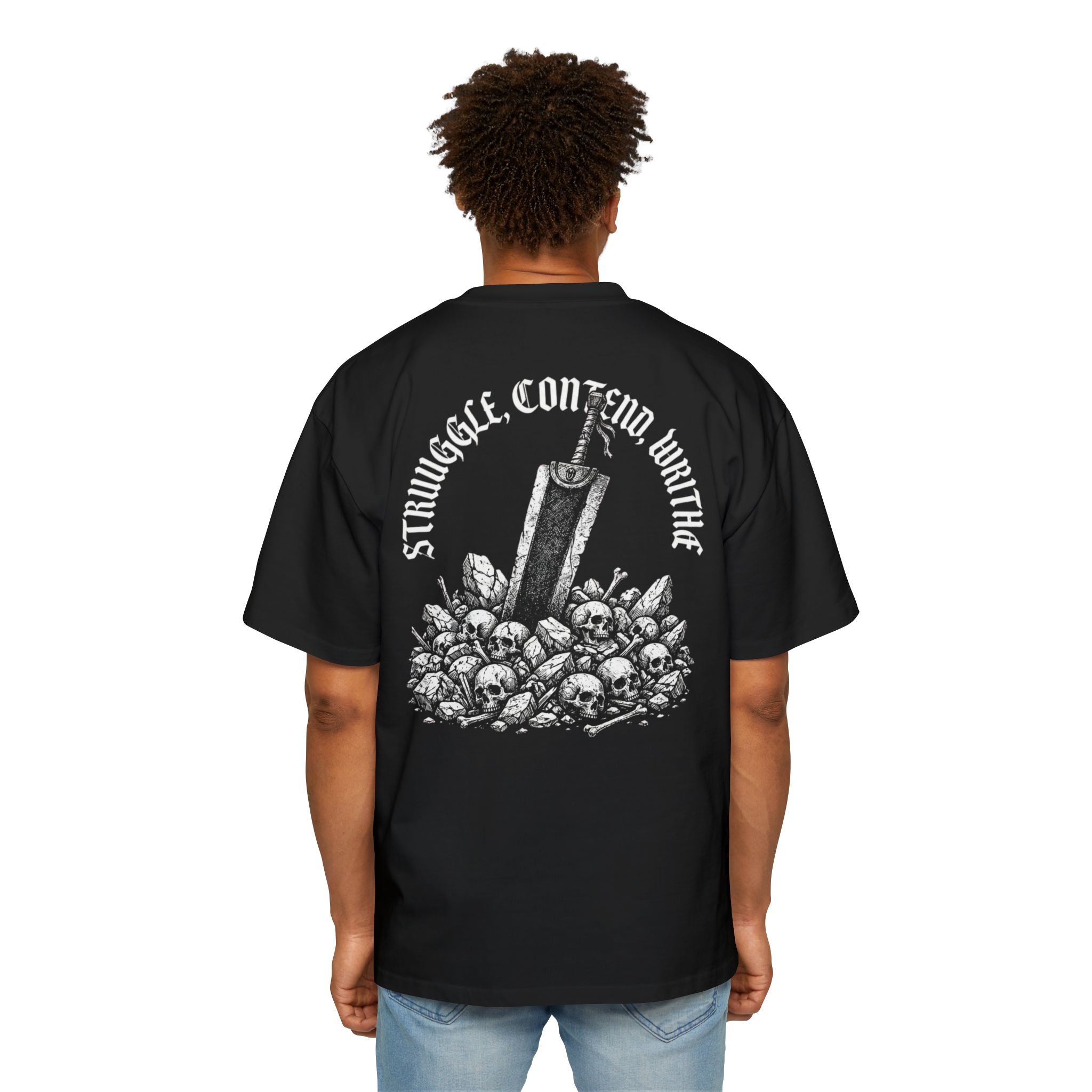 Graphic Tee — 'Struggle, Conform, Wither' Skull Sword Design