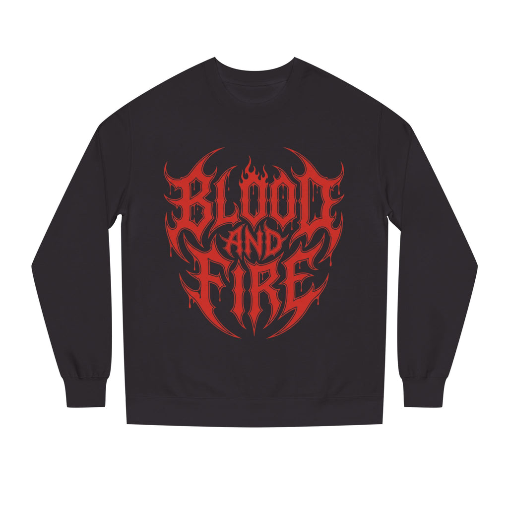 Blood and Fire Graphic Sweatshirt — Red Flame Tribal Logo Crewneck