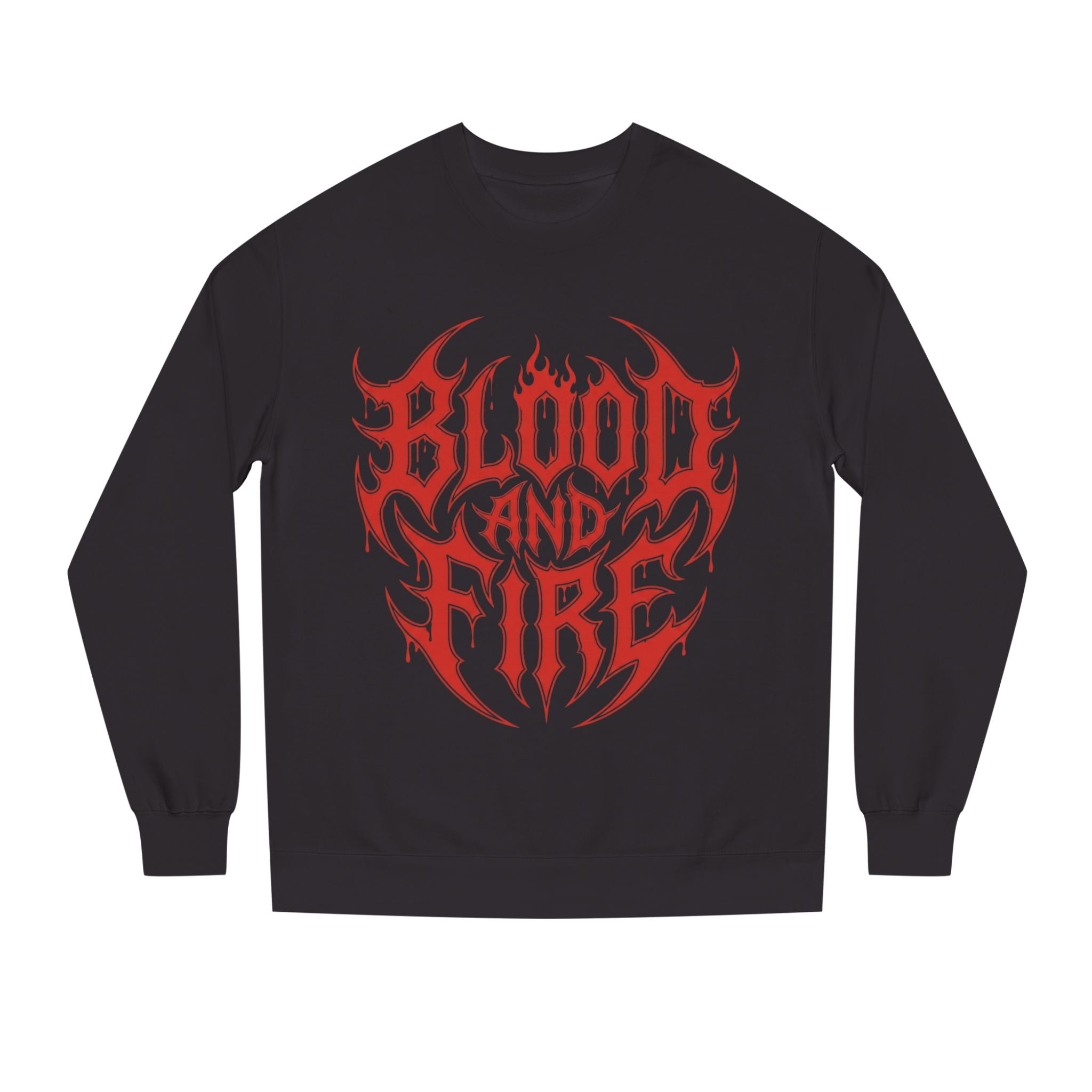 Blood and Fire Graphic Sweatshirt — Red Flame Tribal Logo Crewneck