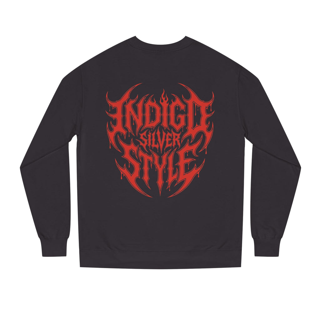 Blood and Fire Graphic Sweatshirt — Red Flame Tribal Logo Crewneck