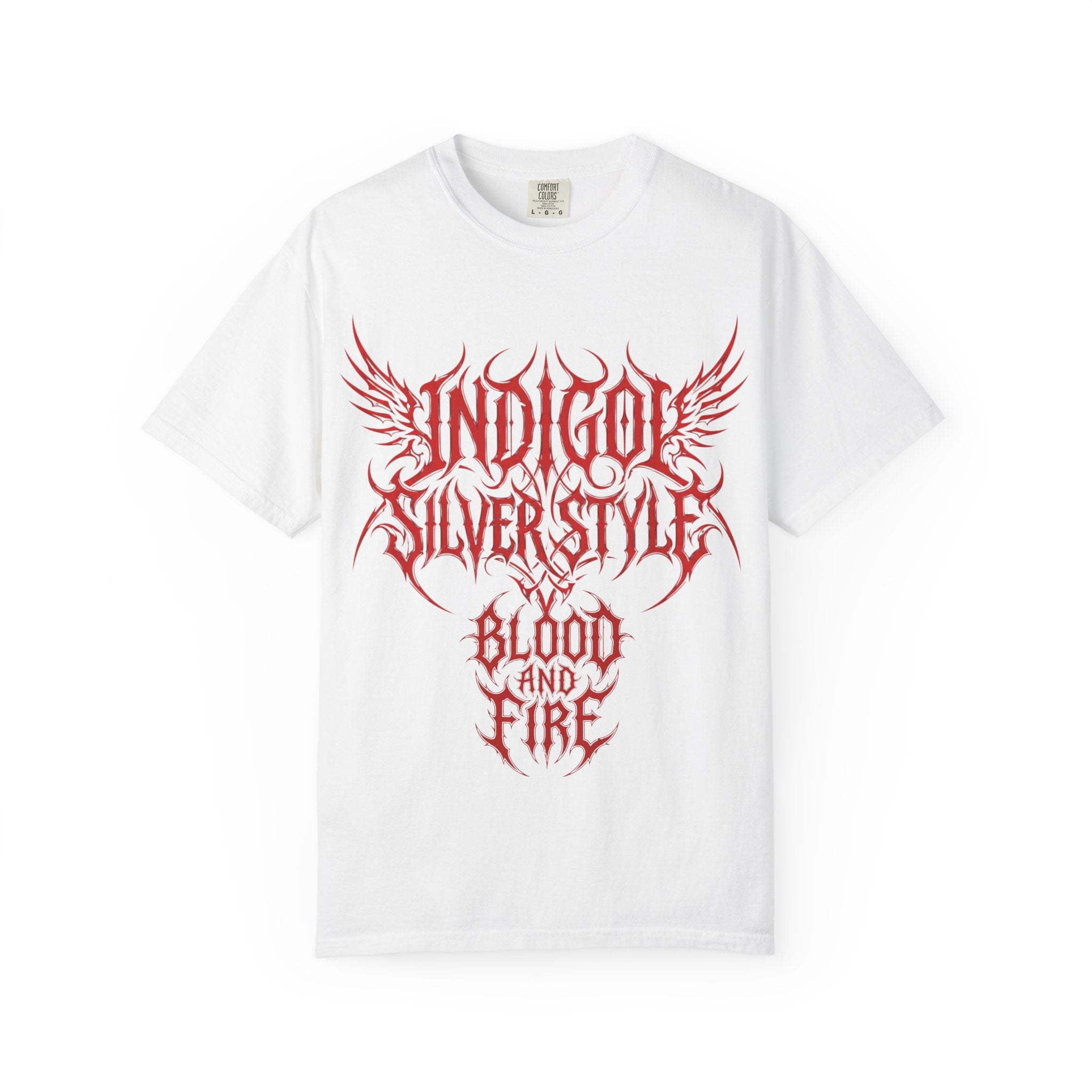 Unisex Blood and Fire Graphic T-Shirt - Stylish Indigo Design
