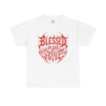 Blessed Skull Graphic Tee — Red Gothic Metal Band Shirt