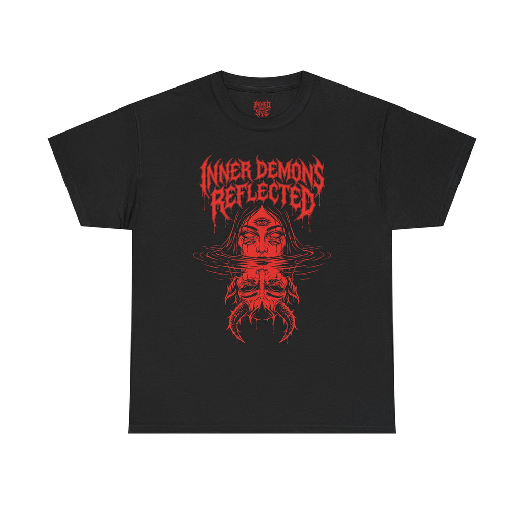 Graphic Tee — "Inner Demons Reflected / Outer Angels Concealed" Red Horror Mirror Design