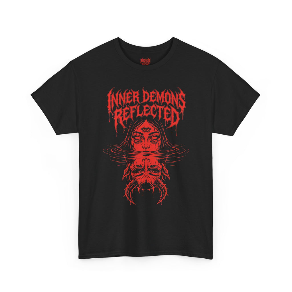 Graphic Tee — "Inner Demons Reflected / Outer Angels Concealed" Red Horror Mirror Design