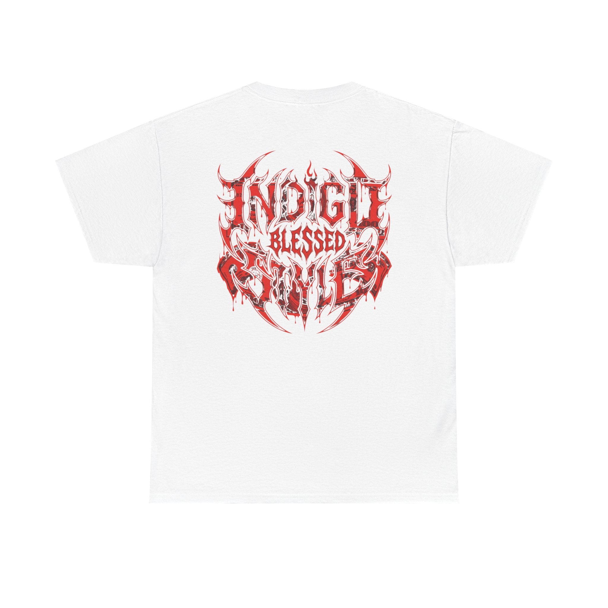 Blessed Skull Graphic Tee — Red Gothic Metal Band Shirt