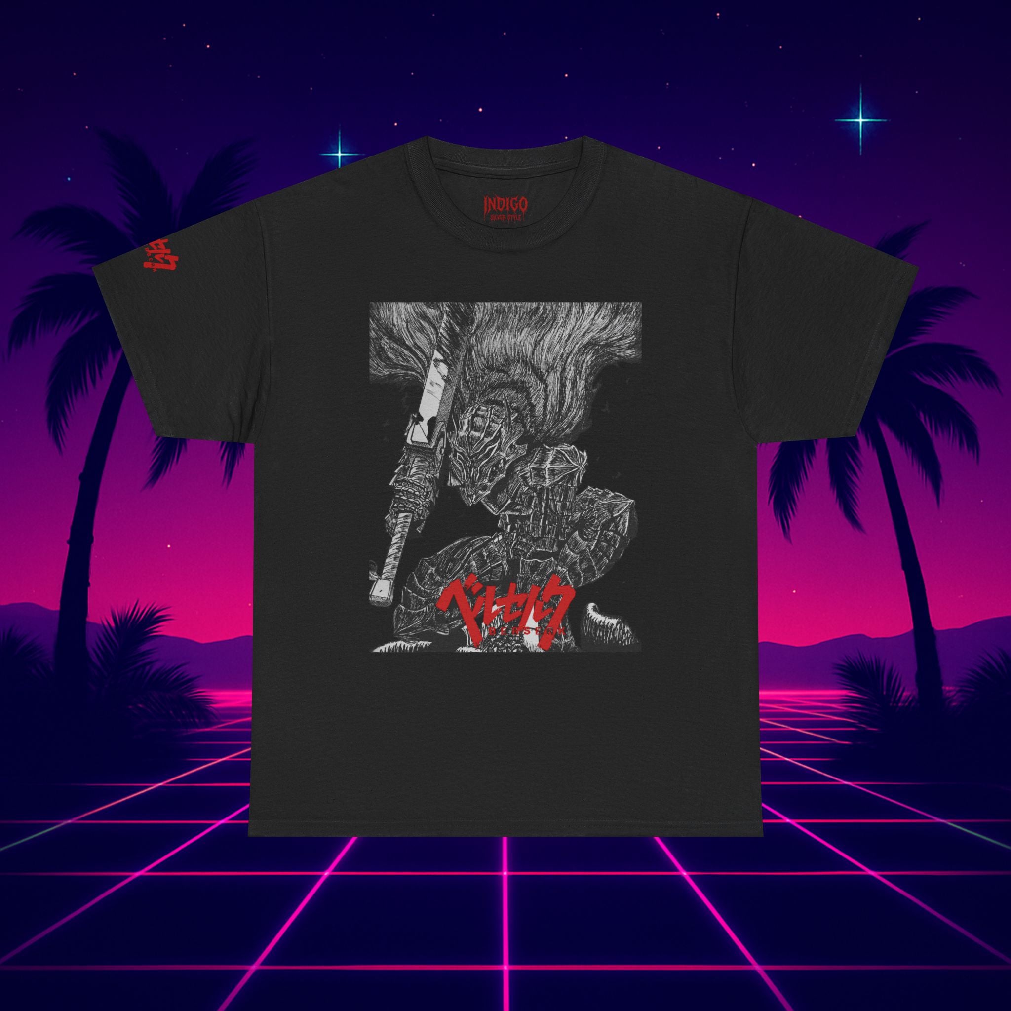Berserk Graphic Tee — Manga Guts Skull Design (Japanese Text)