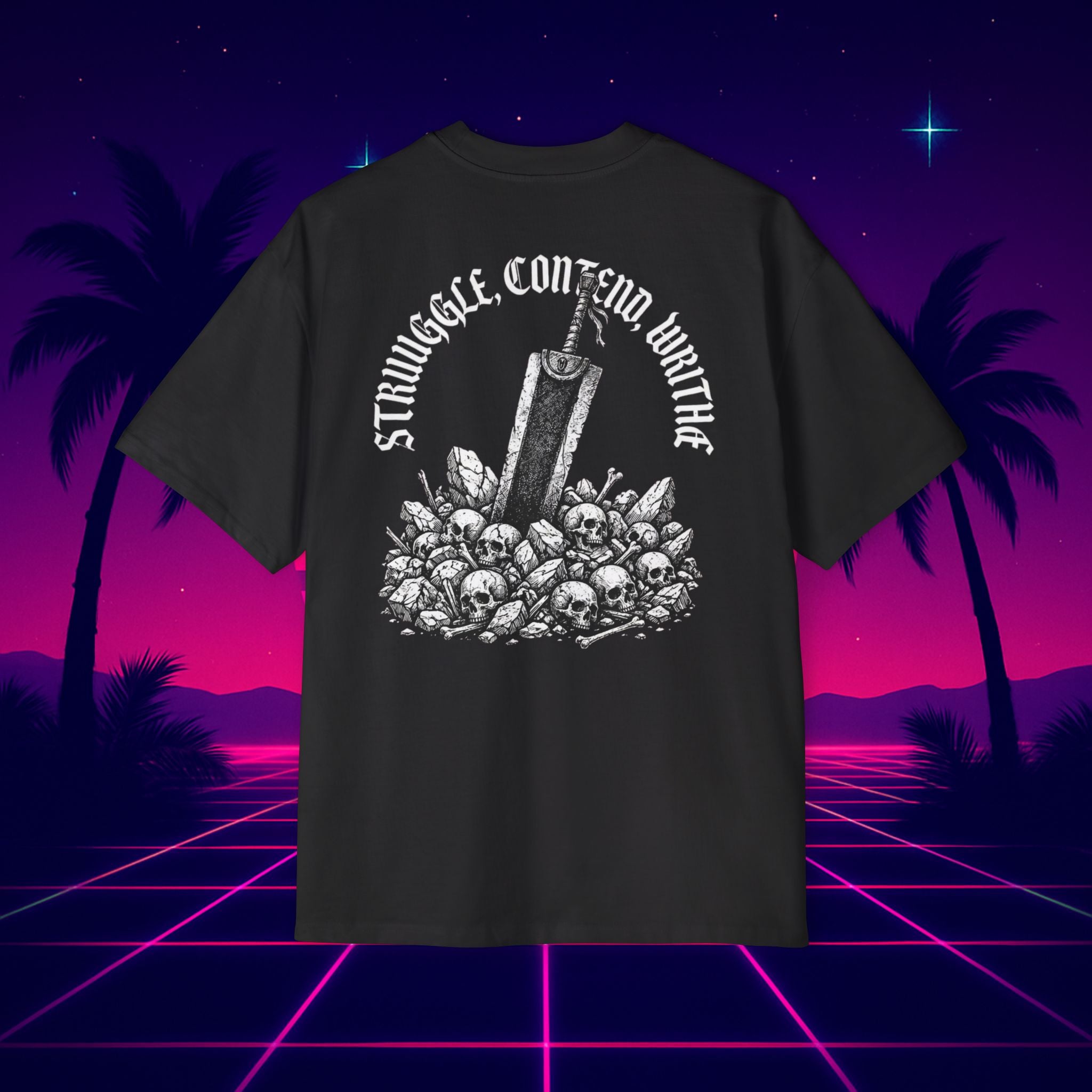 Graphic Tee — 'Struggle, Conform, Wither' Skull Sword Design